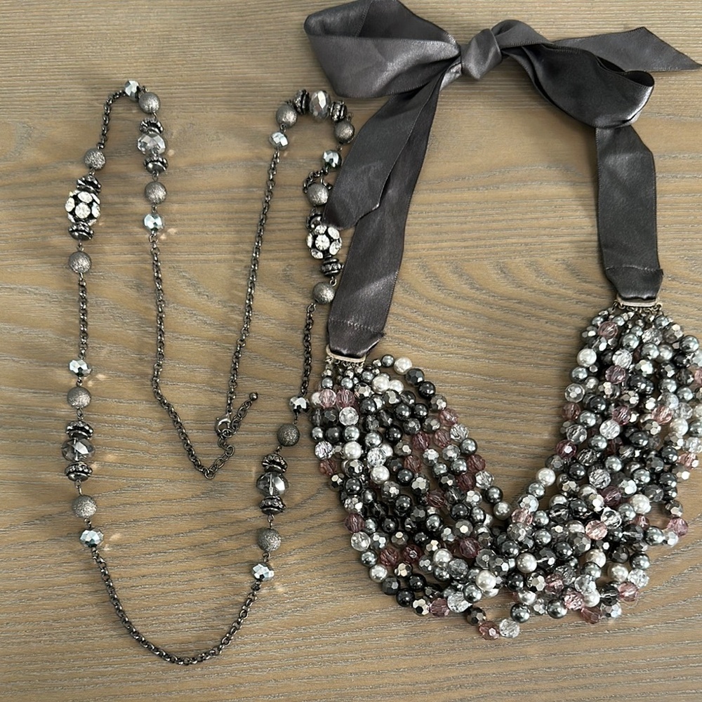 Multi-Strand Beaded Necklace and Chain Set